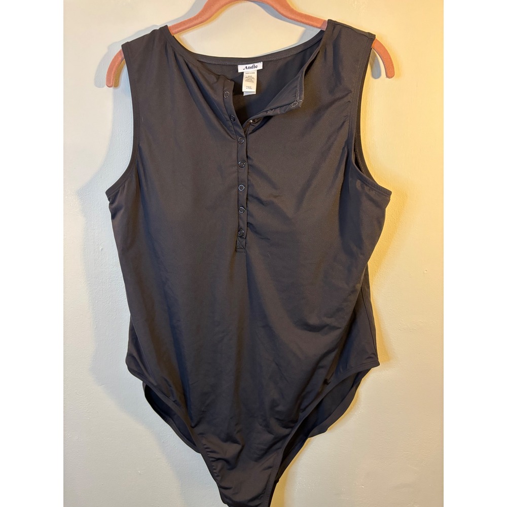 ANDIE‎ Swim Malibu Black Snap Front One Piece Swim Bathing Suit 2XL Modest